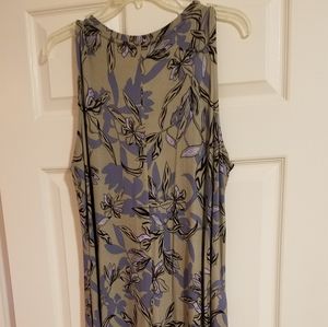 LOGO MOSS GREEN SLEEVELESS DRESS WITH CHIFFON TRIM .